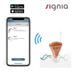 Signia 8 Channels Digital Invisible CIC Hearing Aid RUN Click ITC Signia Smartphone APP Fit Dry Case
