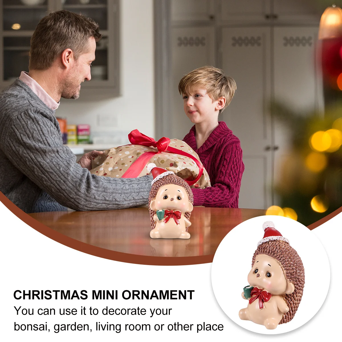 

2Pcs Christmas Resin Mini Ornaments Hedgehog Resin Decor for Desktop Micro Garden Home Decorations Christmas Mini Ornament