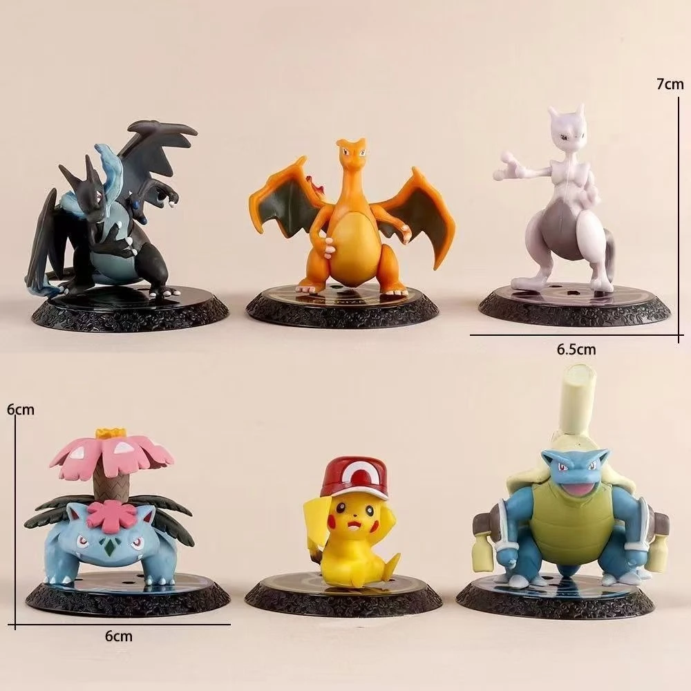 

Pokemon Anime Figure 6Pcs Pikachu 6-7cm Blind box Figure Charizard Blastoise Squirtle Bulbasaur Action Figures Model Toys Gifts