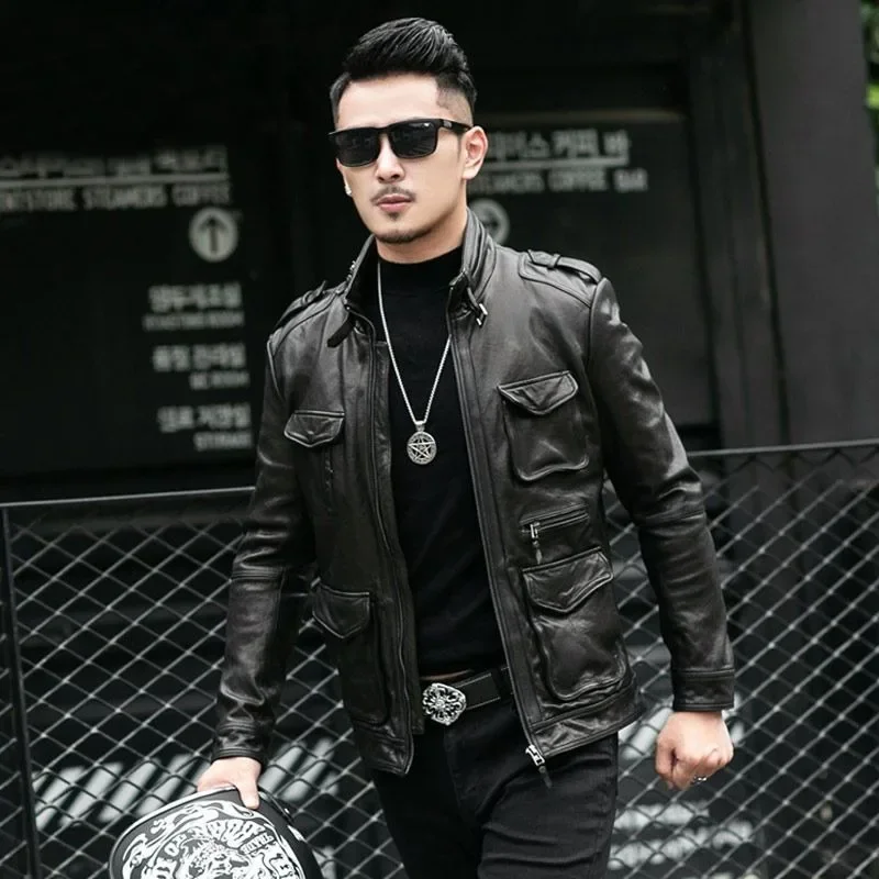 

Faux Sheepskin Leather Clothing Short New Men Winter Thin Loose Overcoat Frock Trend Jacket Sheepskin Handsome Outwear