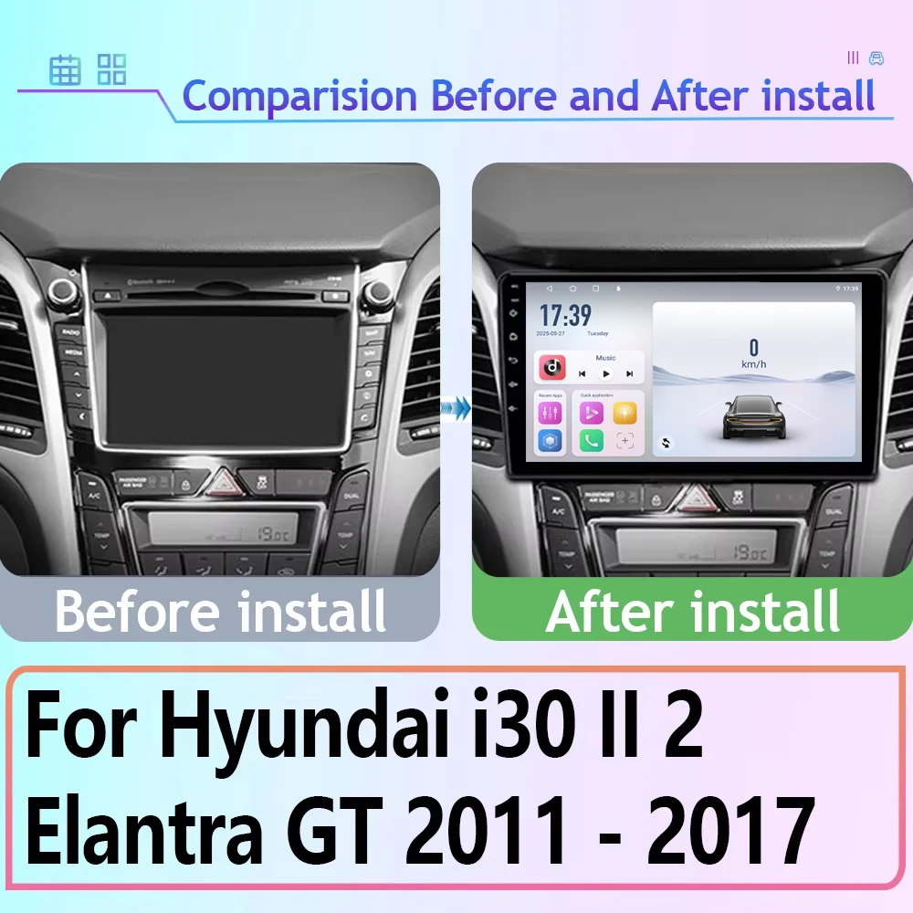 Android15 راديو السيارة اللاسلكية Carplay لشركة هيونداي I30 II2 إلنترا GT 2012 2013 2014 2015 2016 نظام تحديد المواقع والملاحة مشغل وسائط متعددة 4G