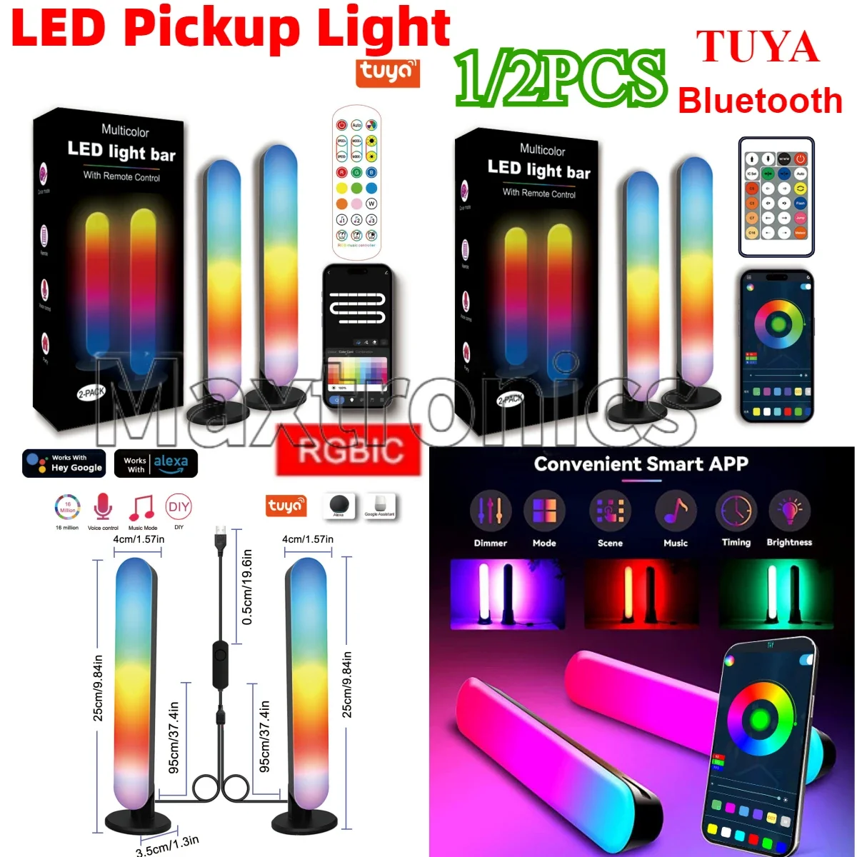 Luce pickup RGB Bluetooth/TUYA con telecomando Luce ritmica musicale USB per camera Bar Atmosfera natalizia Lampada da tavolo Decor