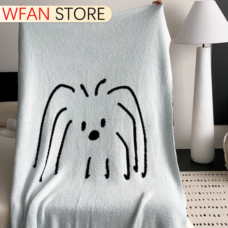 Multi Function Half Fleece Knit Blanket Bedroom Cover Sofa Leisure Office Nap Student Dorm Soft Fluffy Cute Pattern