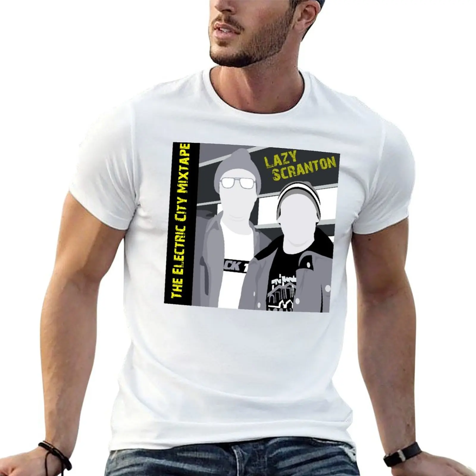 The Electric City Mixtape | Black and White T-Shirt t shirt man cotton man t shirts for men casual T-Shirt