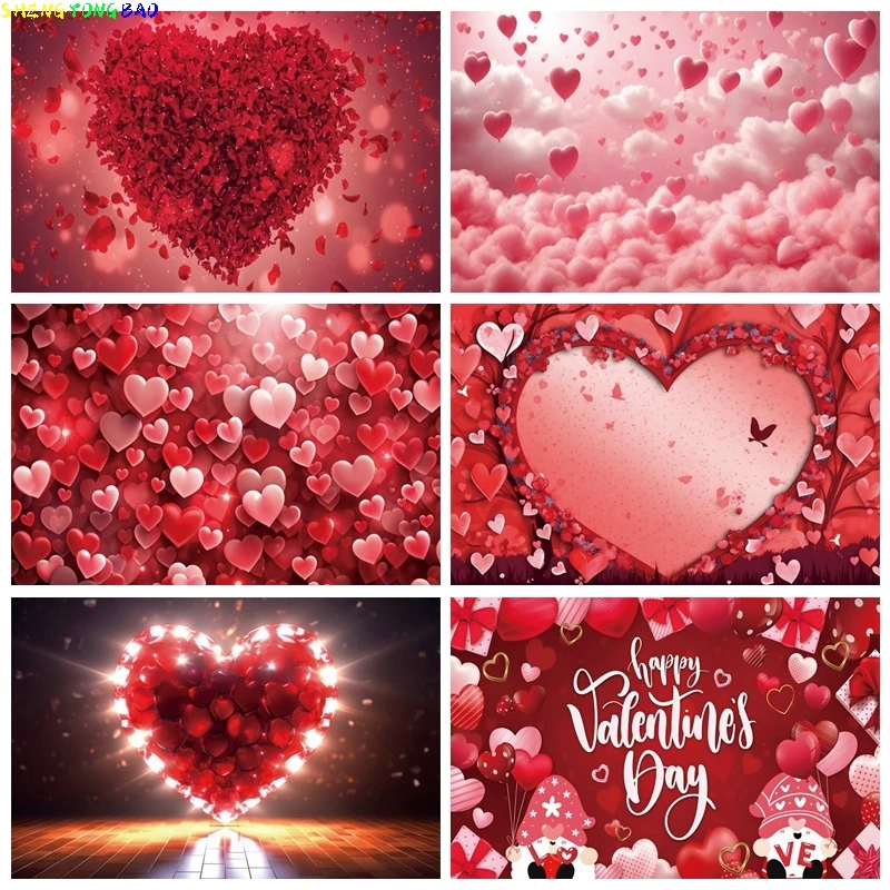 

Valentine's Day Photography Backdrop Love Shape Rose Love Balloon Sparkling Gold Kids Adults Portrait Family Party Background