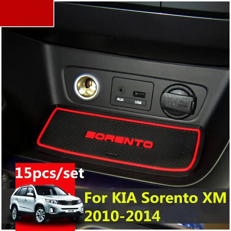 Tappetino antiscivolo per auto s per KIA Sorento XM 2010-2014 Kia Sorento R porta Slot Pad tappetino in gomma 3D cuscino per tazza tappetino