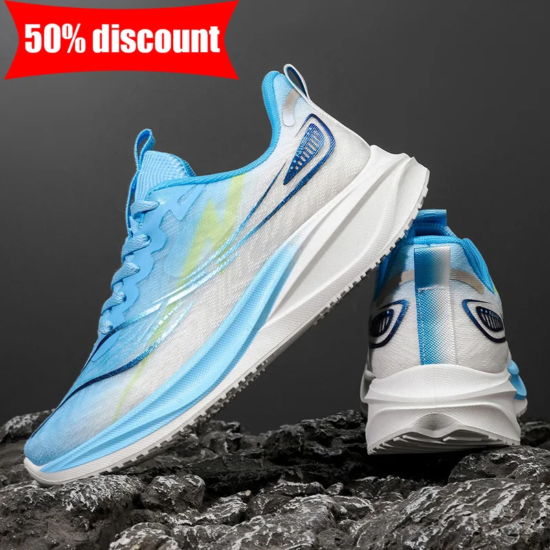 Men's Breathable Mesh Running Shoes, Lightweight, Soft Sole, Lace-up, For Outdoor Sports And Tennis_voghion.com