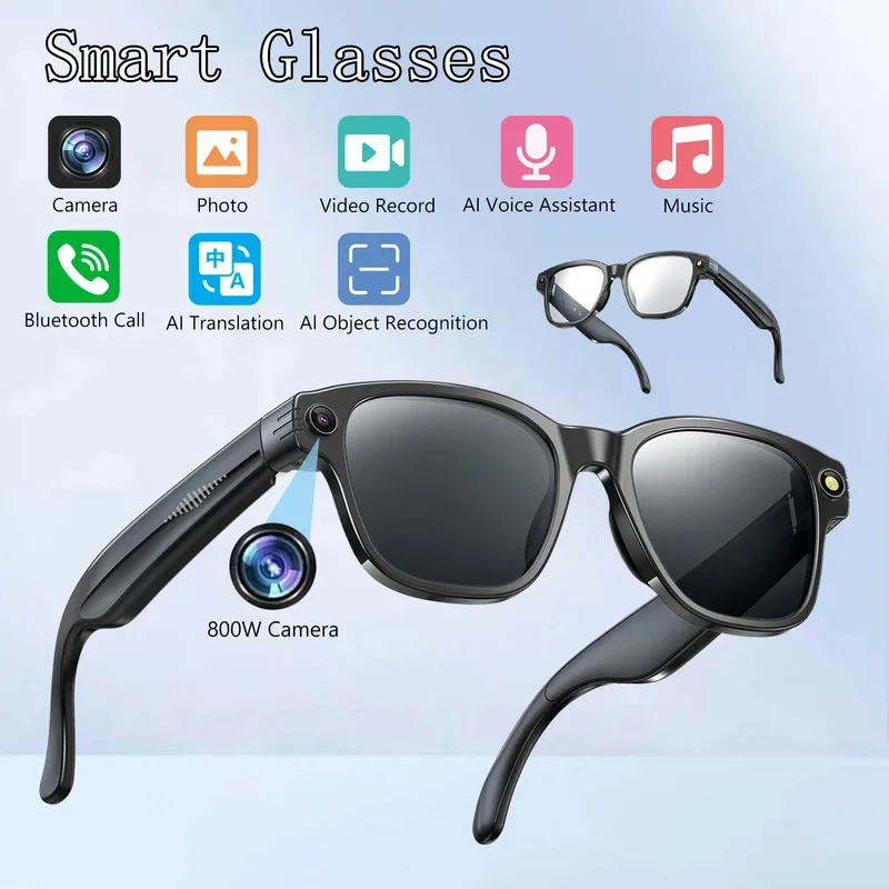 Smart Glasses Take Photo Video Record Real-time Translation Bluetooth Call Glasses Voice Assistant Music Playback Sunglasses