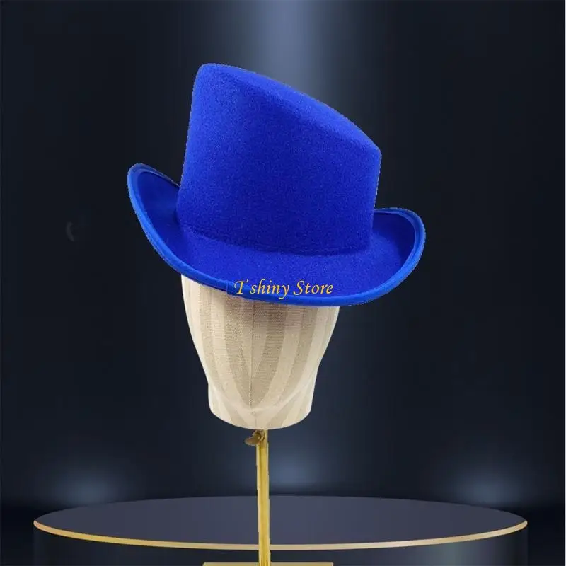 

N58F Trendy Wool Hat Artistic Youth Hat Costume Magicians Hat Elegant Costume Hat