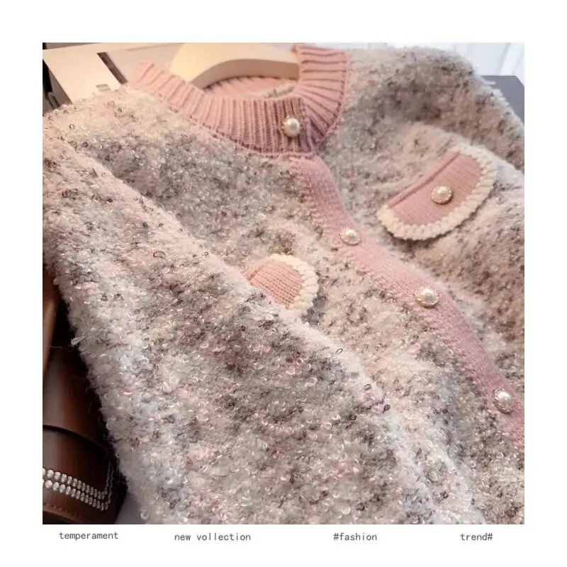 Atasan Sweater Kecil Rajutan Cardigan Jaket Wanita Musim Semi dan Gugur 2025 Gaya Pendek Baru Musim Gugur dan Musim Dingin