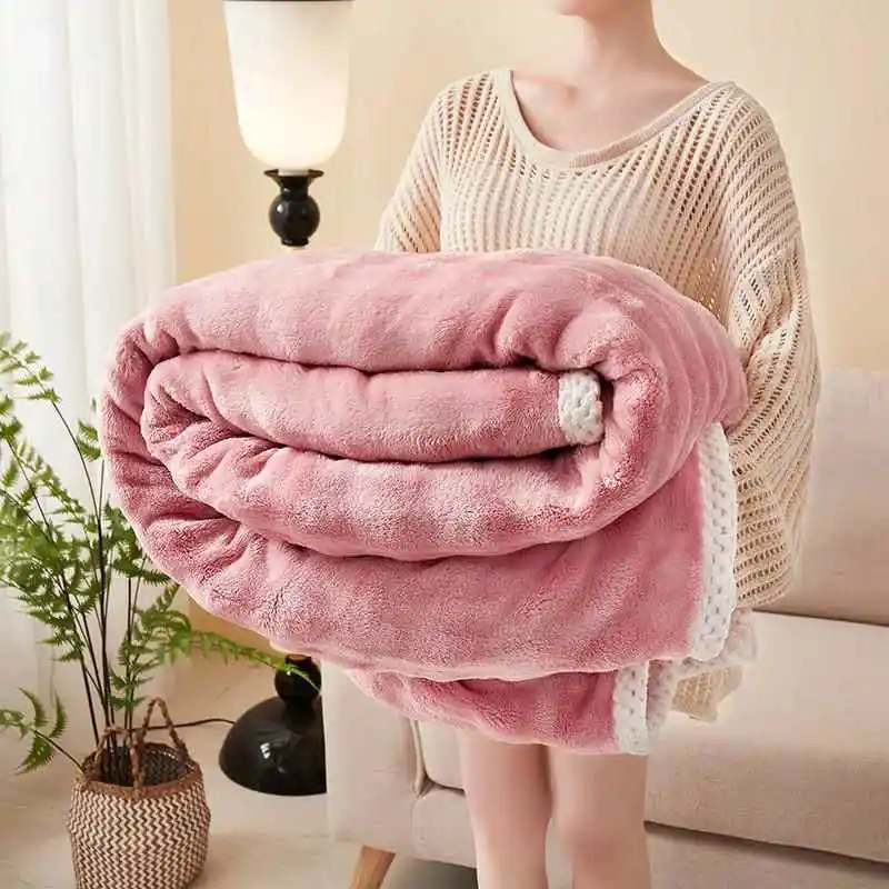 Thickened Milk Velvet Blanket Corporate Event Gift Store Anniversary Customer Handout Plush Soft Coral Fleece Bedding Throw