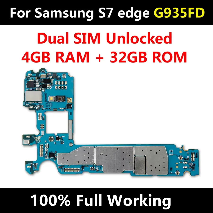 32GB For Samsung Galaxy S7 edge G935F G935FD G930F G930FD Motherboard Full Chips IMEI Android OS Dual SIM  Unlocked Plate