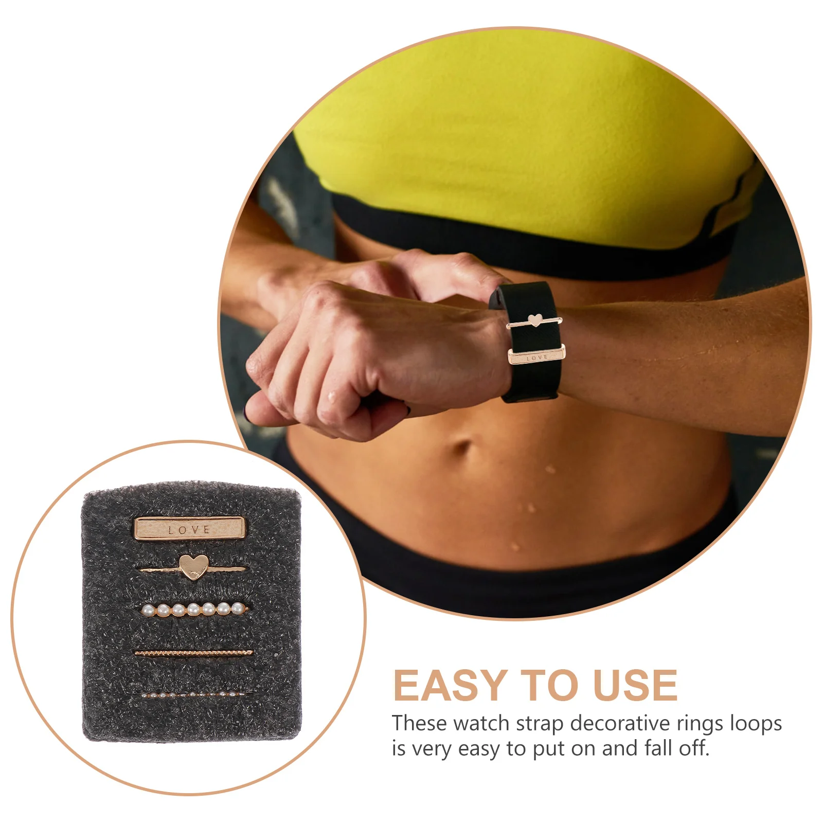 

5pcs Decorative Rings Watch Strap Accessories Zinc Alloy Durable Materials Watch Strap Accessories Bright Colors