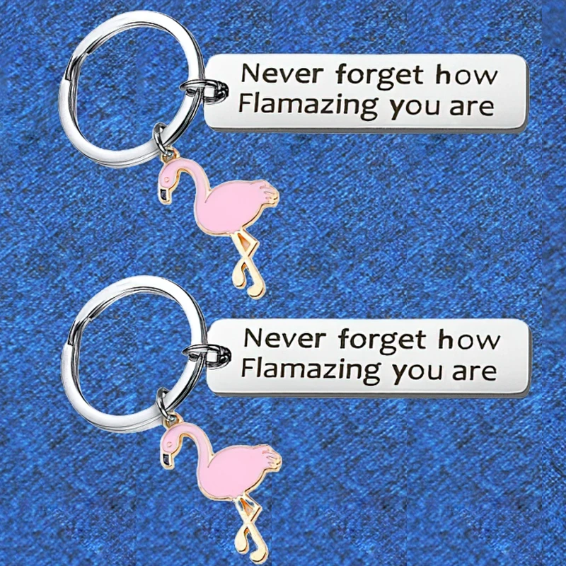 Flamingo Gifts Keychain Pendant Metal Motivational Flamingo Key Chains Keyrings Gift Never Forget How Flamazing You Are for BFF