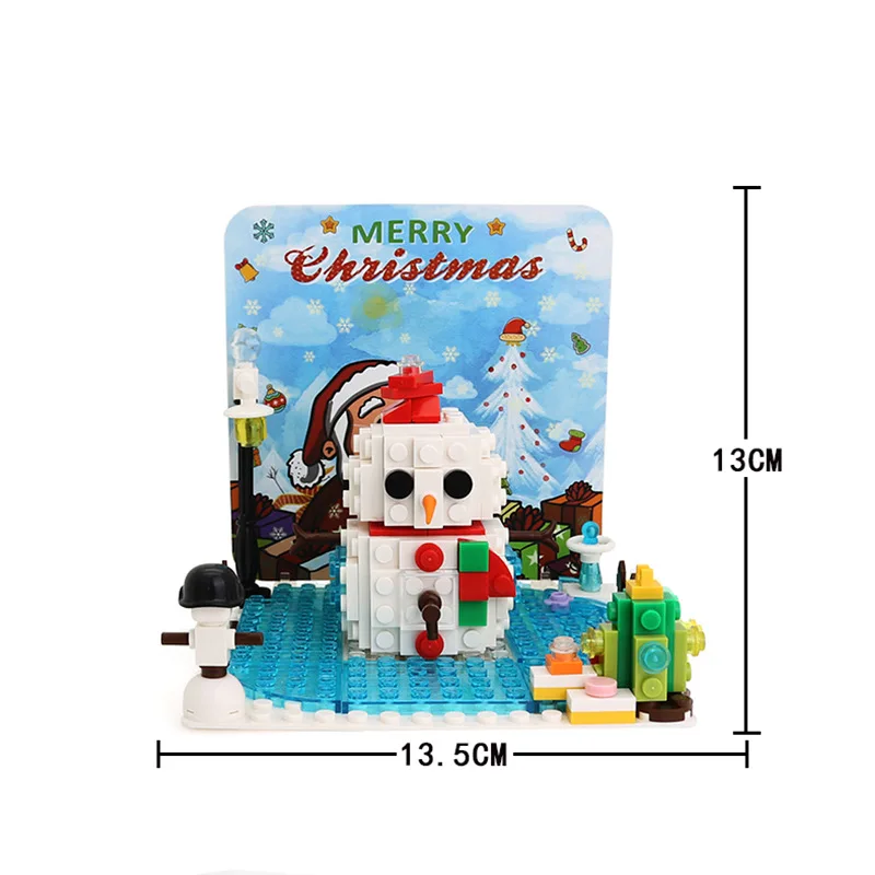 Moc natal pop-up cartão modelo bloco de construção pequena partícula montagem criativa brinquedo kit ornamentos para o presente do feriado do miúdo