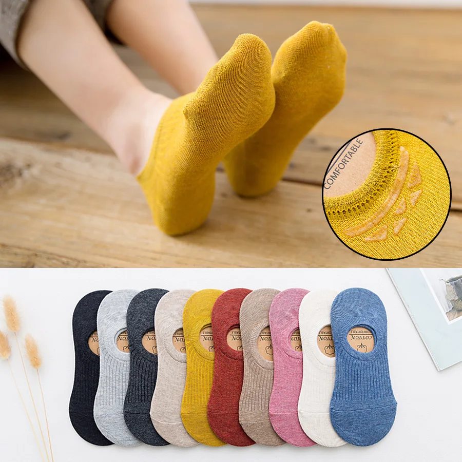 

10 Pairs Invisible Socks Women No Show Low Cut Liner Sock Slipper Flat Boat Solid Color Cotton Socks Sporty Casual Non-slip Sock