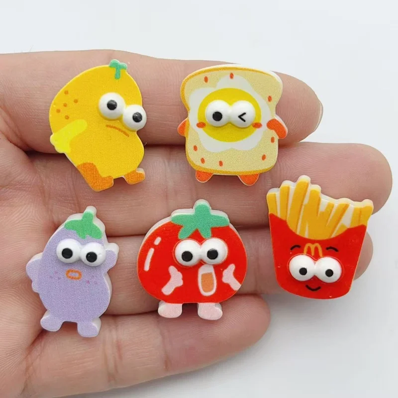 10Pcs Cartoon Food Fruit Flat Resin Cabochons No Hole Ornament Patches For DIY Handmade Decor