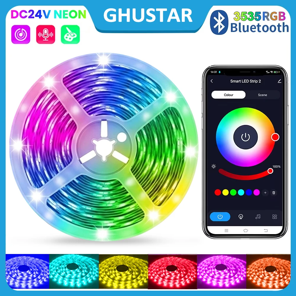 24V LED-Leuchten fürs Schlafzimmer, Farbwechselnde RGB LED-Streifenlichter mit Musik-Synchronisation, Dimmbare LED-Lichtstreifen mit Bluetooth-App-Steuerung, LED-Lichtband für Partyraum, Gaming,
