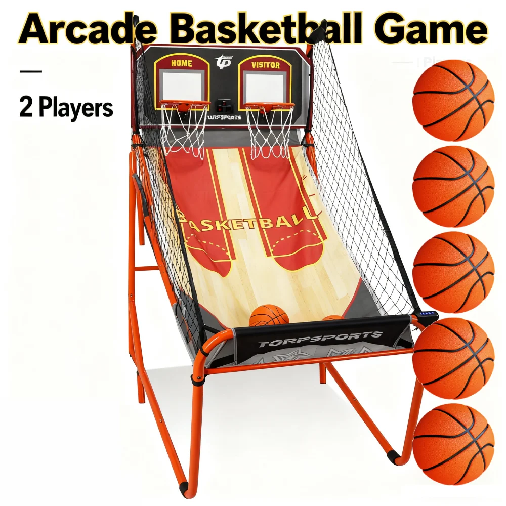 

Баскетбольная игра для 2 игроков, светодиодная электронная аркадная клетка для подсчета очков, двойная машина для стрельбы по баскетболу, игровой таймер для подвала, игровых комнат