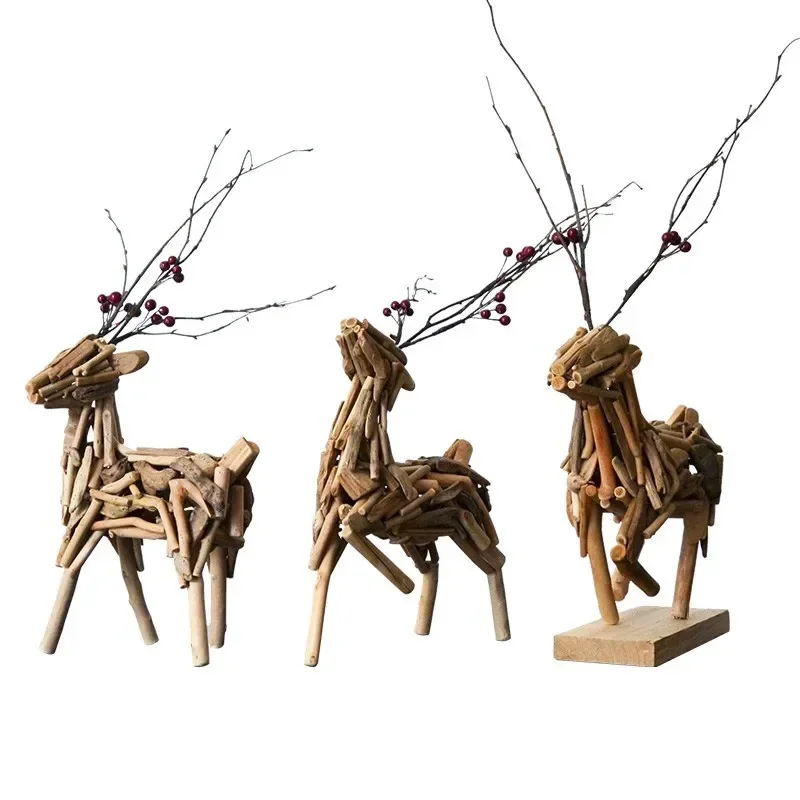 

Lucky wood luminous deer ornament living room porch TV cabinet wine cabinet home desktop decoration creative gift