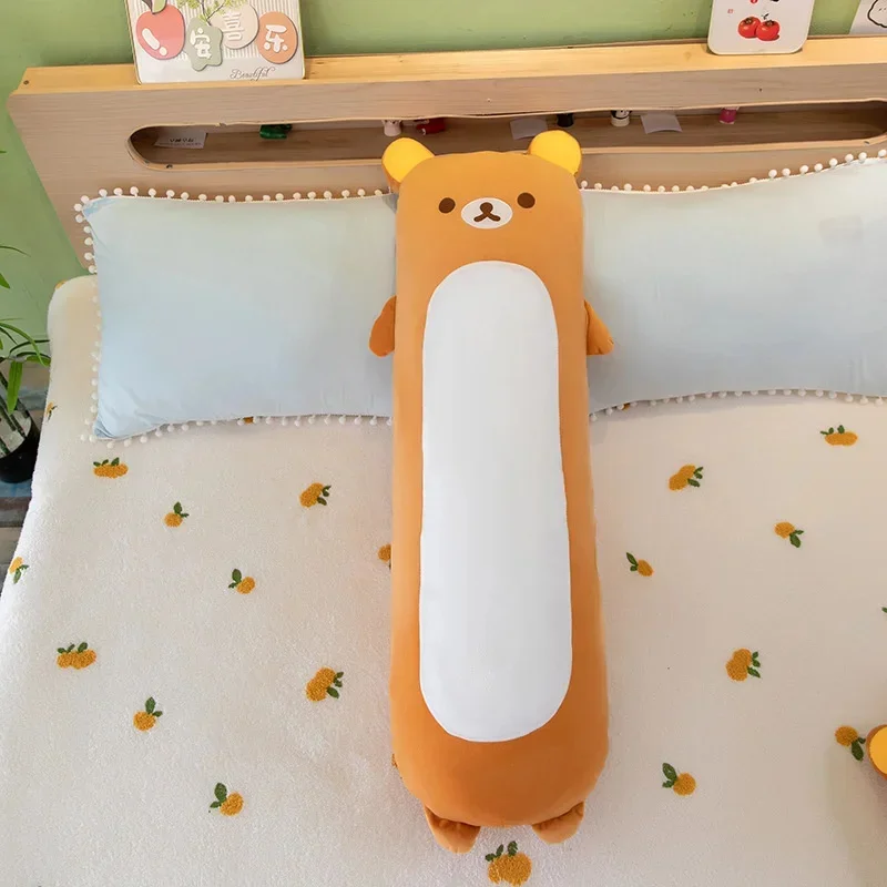 Cute Rilakkuma Plush Long Body Pillow Hugging Toy Couple Sleeping Stuffed Doll For Adults Men Women Birthday Gift