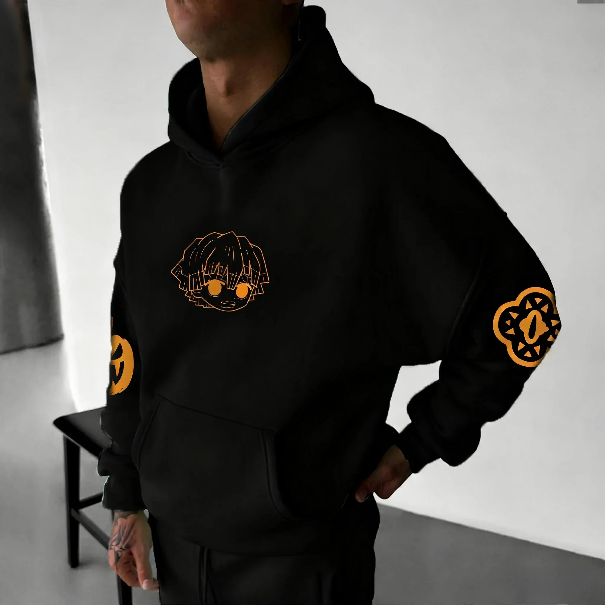 Demon Slayer Anime Felpa con cappuccio 2025 Autunno/Inverno da uomo Nuovo Agatsuma Zenitsu Stampato Harajuku Casual Allentato Plus Size Genitore Bambino Top
