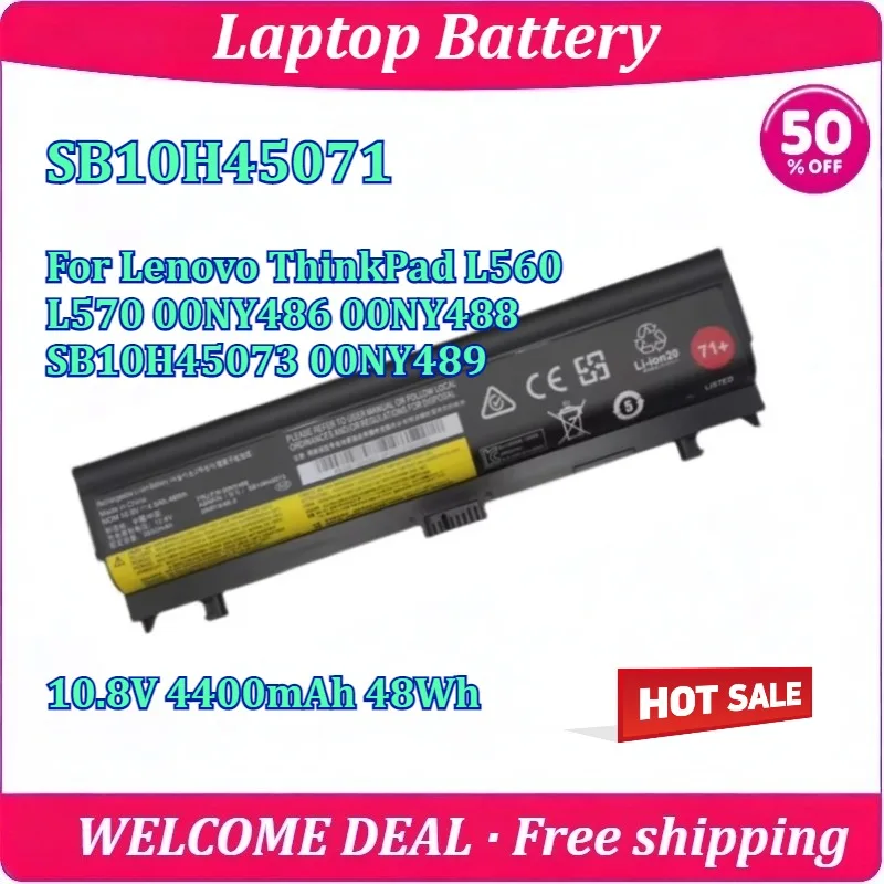 

New SB10H45071 Laptop Battery For Lenovo ThinkPad L560 L570 00NY486 00NY488 SB10H45073 00NY489 10.8V 4400mAh 48Wh Battery