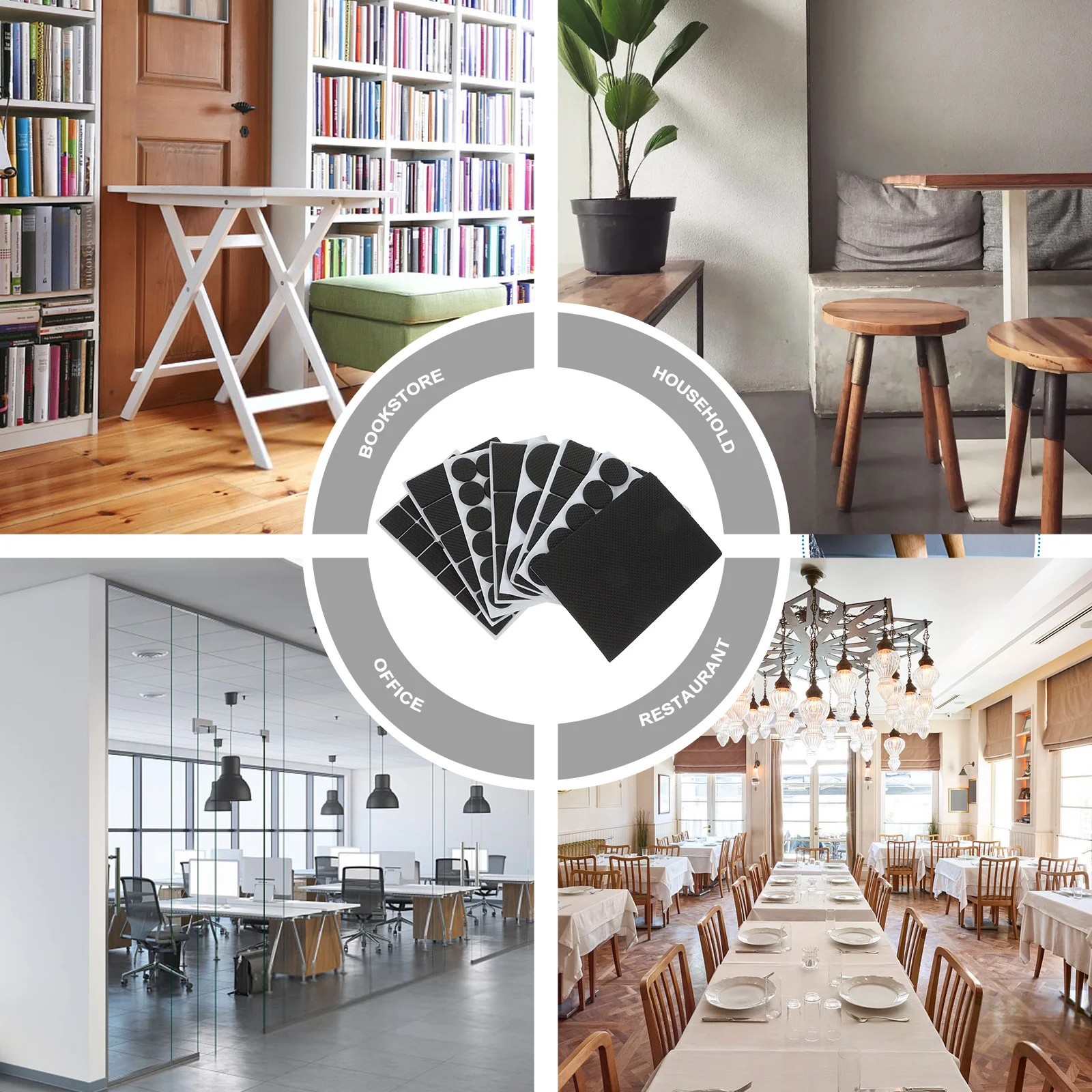 

8 Sheets Self Adhesive Furniture Pads Non Slip Chair Leg Feet Floor Protectors for Hardwood Floors Anti Scratch Noise Protection