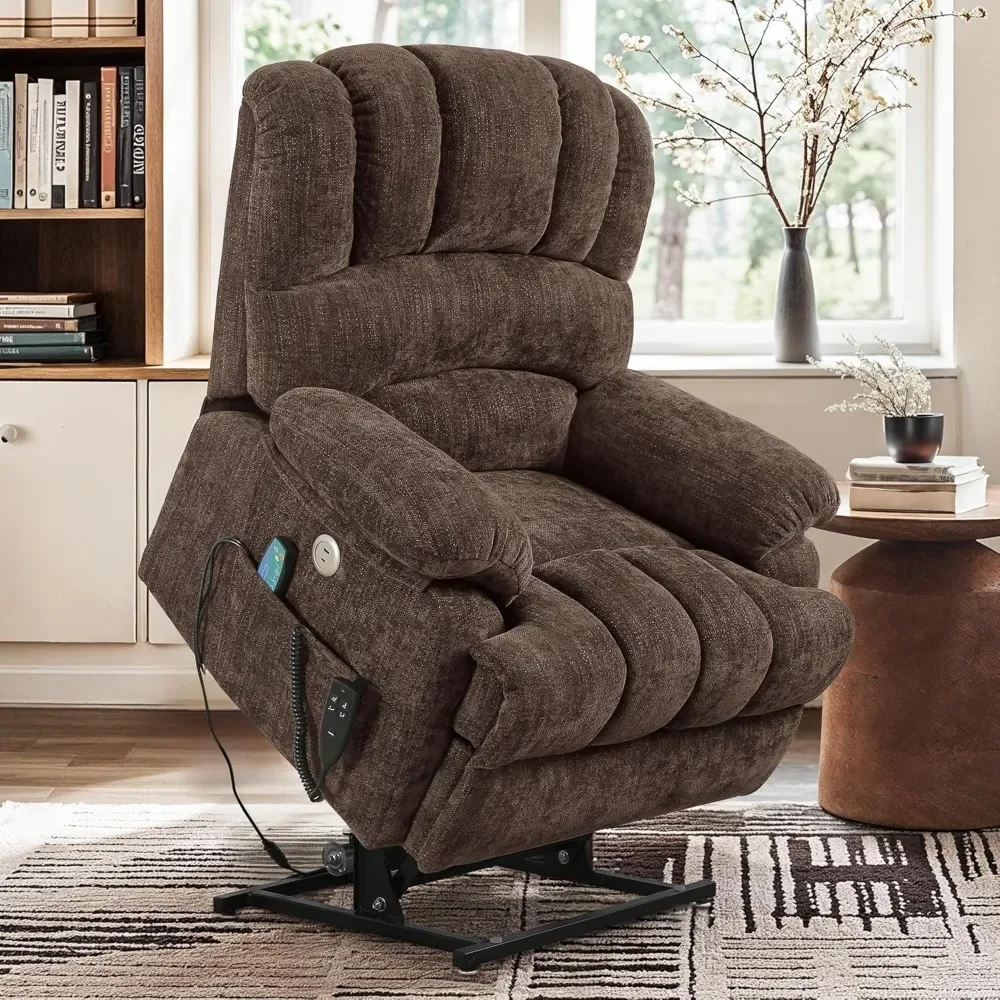 Dual Motor Electric Lift Recliner with Heating and Massage Functions, Lazy Boy Recliner, Unlimited Positions, USB Port