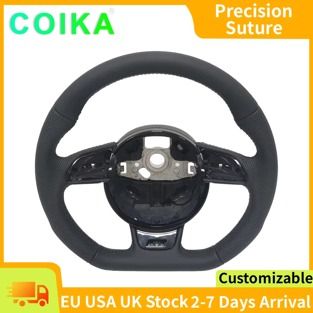 Volante in pelle COIKA per Audi A4 B8 S4 A5 Q5 2013-2016, perforato, migliorato e modificato.