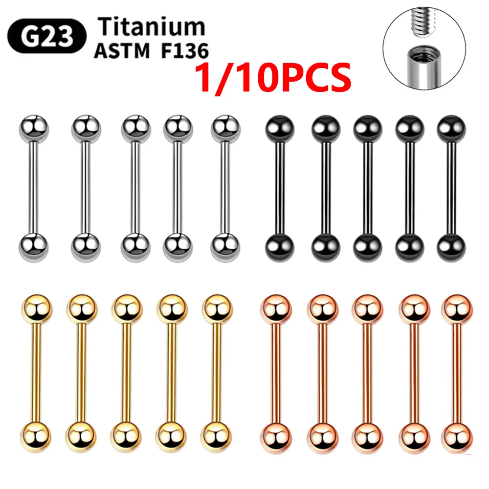 1/10pcs External Internal Thread Piercing Jewelry G23 Titanium 14G 16G Long Industrial Barbell Ring Tongue Sexy Barbell