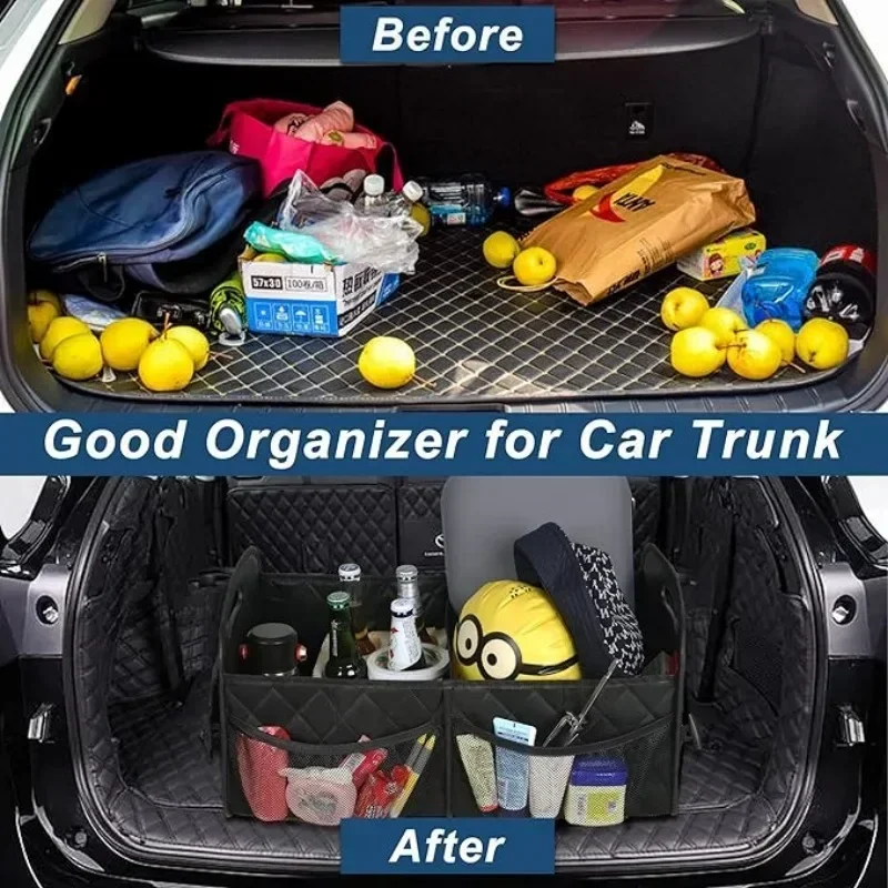 Foldable Car Trunk Organizer for Stowing and Tidying - Waterproof Polyester Trunk Box with 50L Storage Capacity for Car