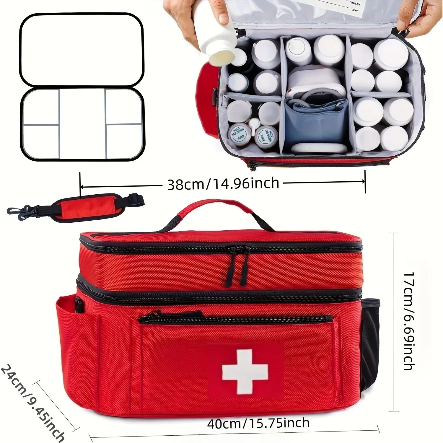 Large-Capacity Portable First Aid Kit Travel Double Layer Medicine Storage Bag Oxford Cloth Organizer Box Emergency Survival