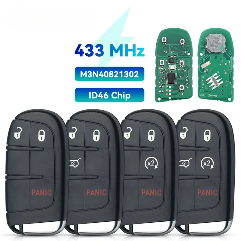スマートリモートキー 433mhz ID46 キーレスジープグランドチェロキー 2013-2020 SIP22 M3N 40821302 ダッジジャーニーチャレンジ