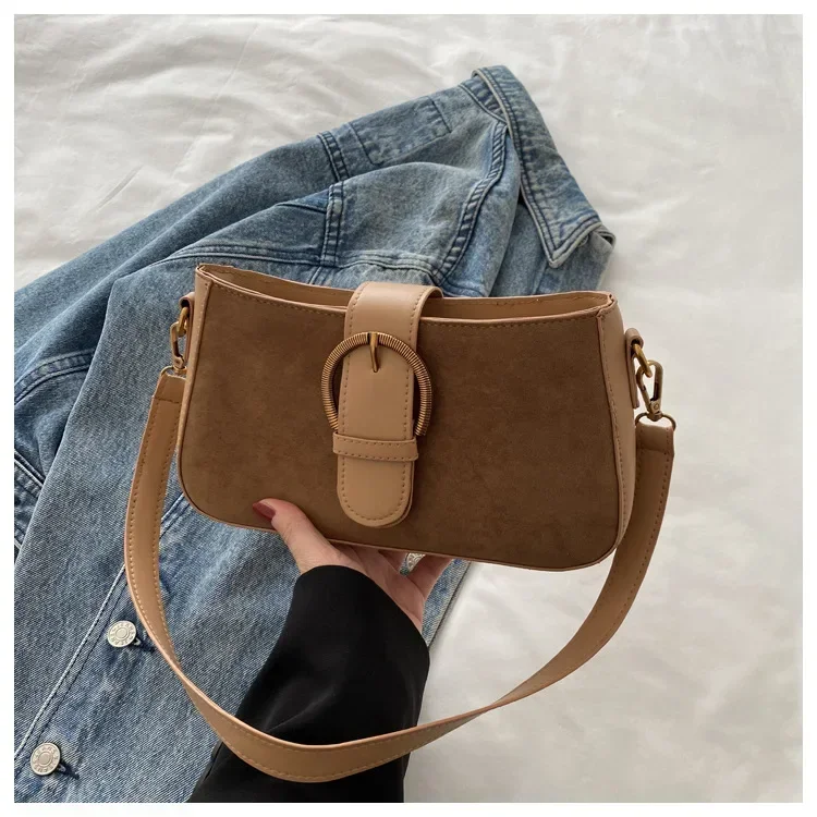 Damen-Umhängetasche aus Wildlederimitat, Unterarm-Umhängetasche, Reißverschluss, modische Umhängetaschen für kleine quadratische Taschen, geeignetes tägliches Outfit – Detail 15