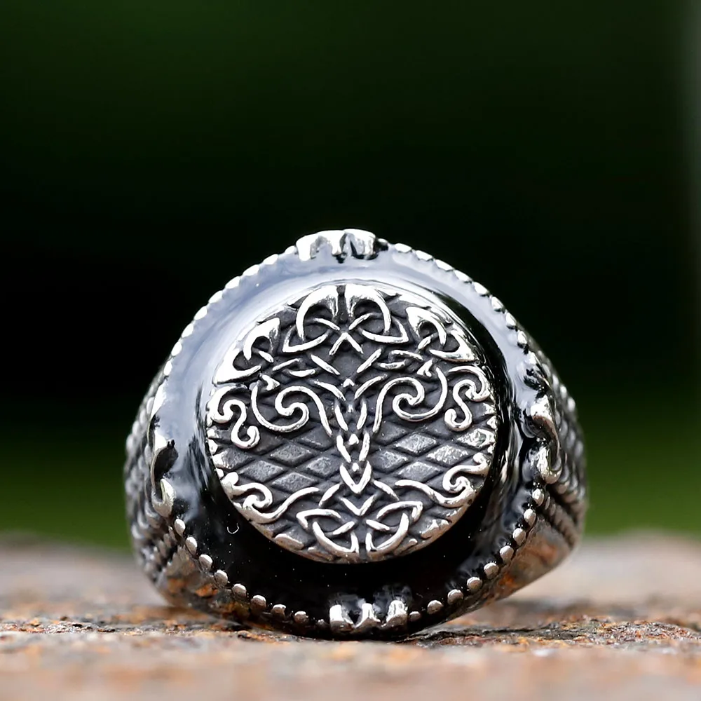 2025 Viking Tree Of Life Ring For Men Nordic Mythology Stainless Steel Yggdrasils Ring Fashion Amulet Viking Jewelry Gift
