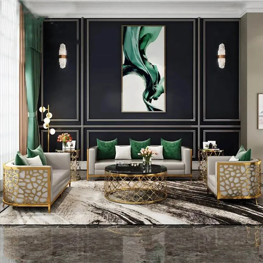 &Modern 6 Seater Sofa Set Sectionals for Living Room Villa Warehouse & Workshop-Sofa Bed