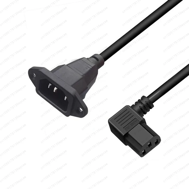 Pure copper product tail left bend male to female power cord IEC320 with ears C14 with fixed hole turn C13 right angle bend