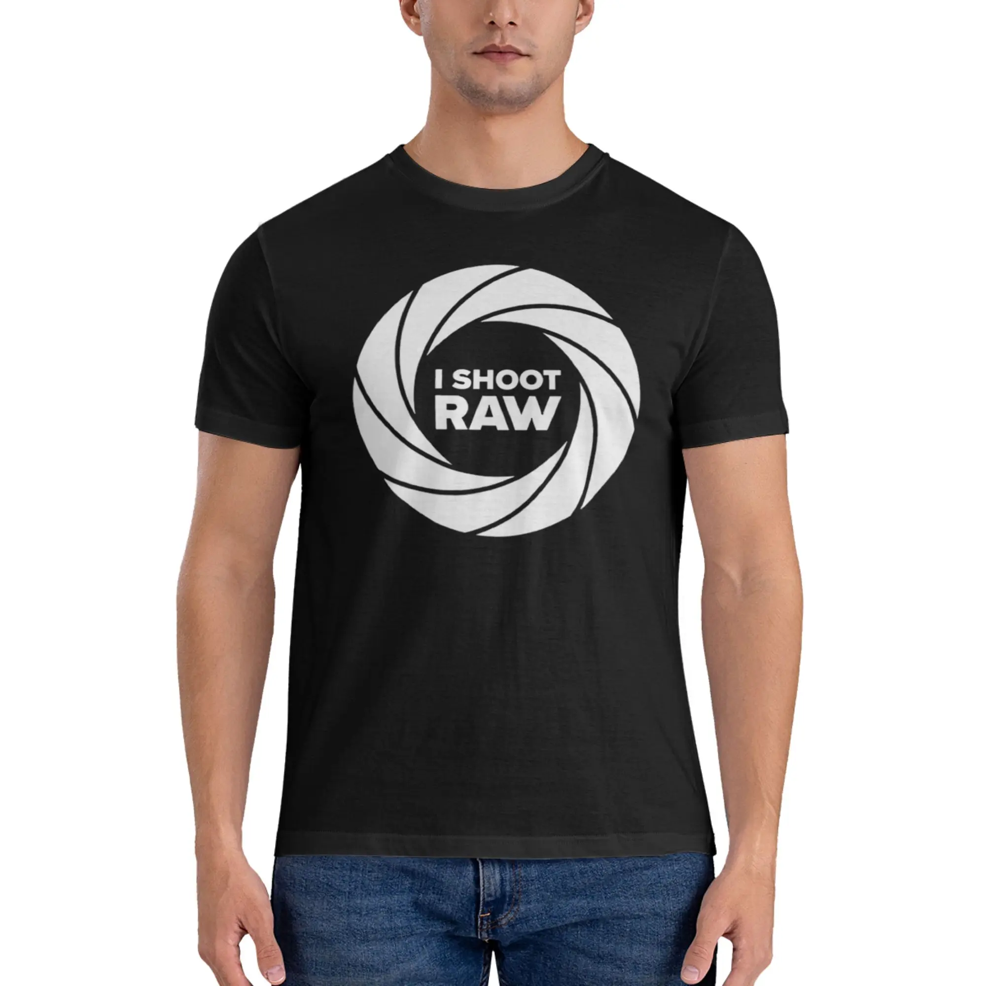 I Shoot Raw T-Shirt for Men Cotton T Shirts Men's Short Sleeve O-Neck Summer Clothes Tops S-6XL