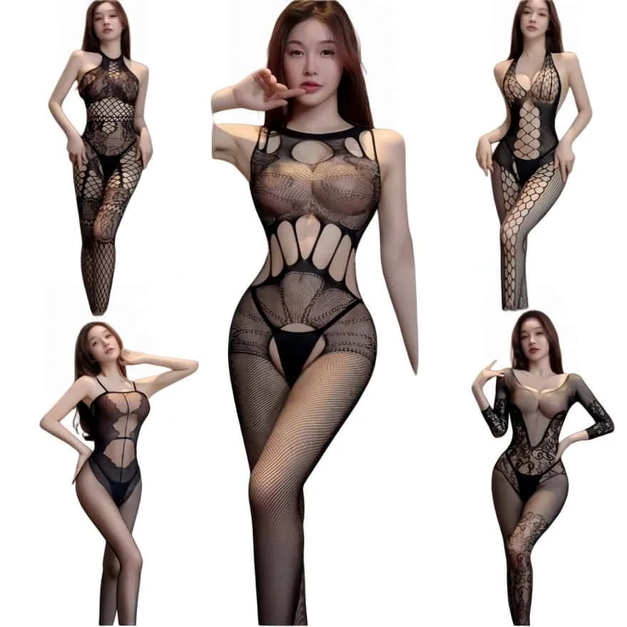 Japan Korea Style Fishnet sex Clothing Bodysuit Sexy Women Underwear Bodystocking Open Crotch Plus Size Lingerie Erotic Costumes