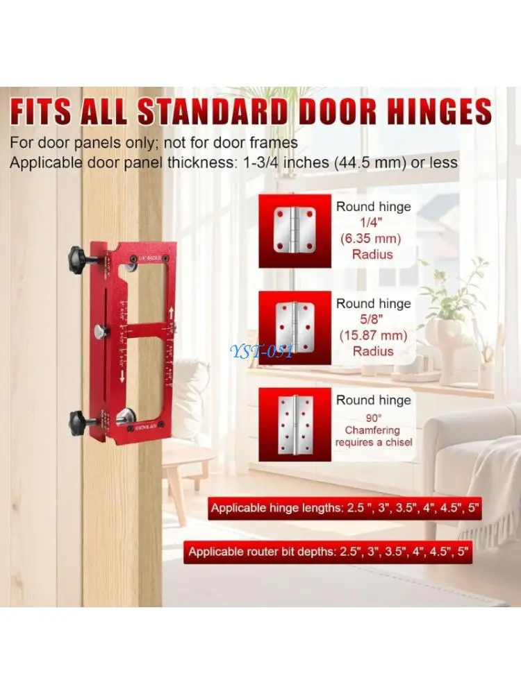 E15A Door Hinge Jig Door Frame Stable Locator Flat Heads Clamp for Precise Mortising