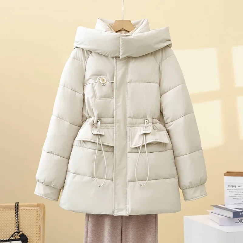 

Новая модная утолщенная теплая хлопковая куртка, стеганая пуховая рабочая одежда с застежкой на талии, верхняя одежда для женщин, в наличии в Cangzhou