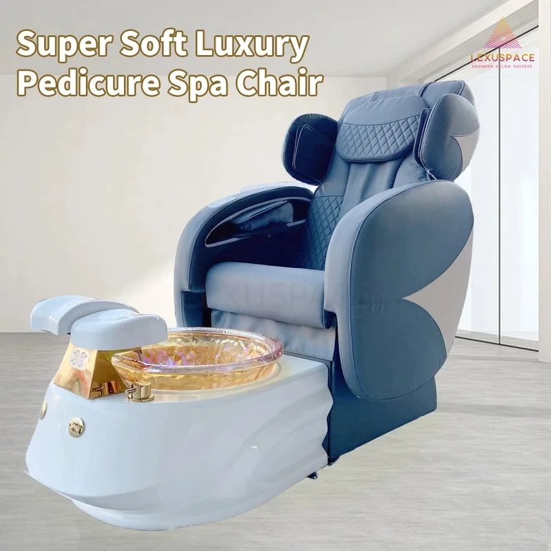 Hot Sale Modern Luxury Beige Color Pedicure Chair with Full Body Massage for Nail Beauty Salon