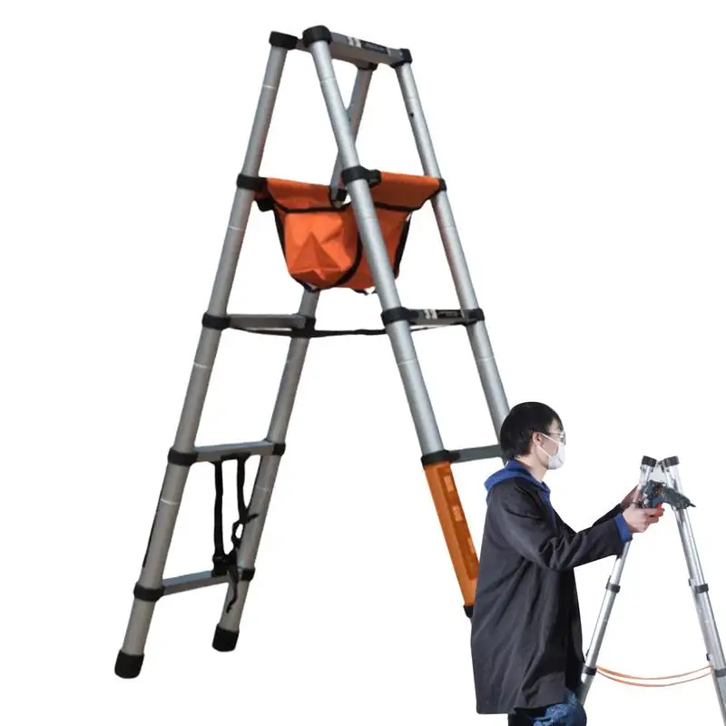 Folding Ladder Stainless Steel Step Ladder Telescoping Ladder Portable Folding Ladders Non-Slip Telescopic Ladder For Home Room