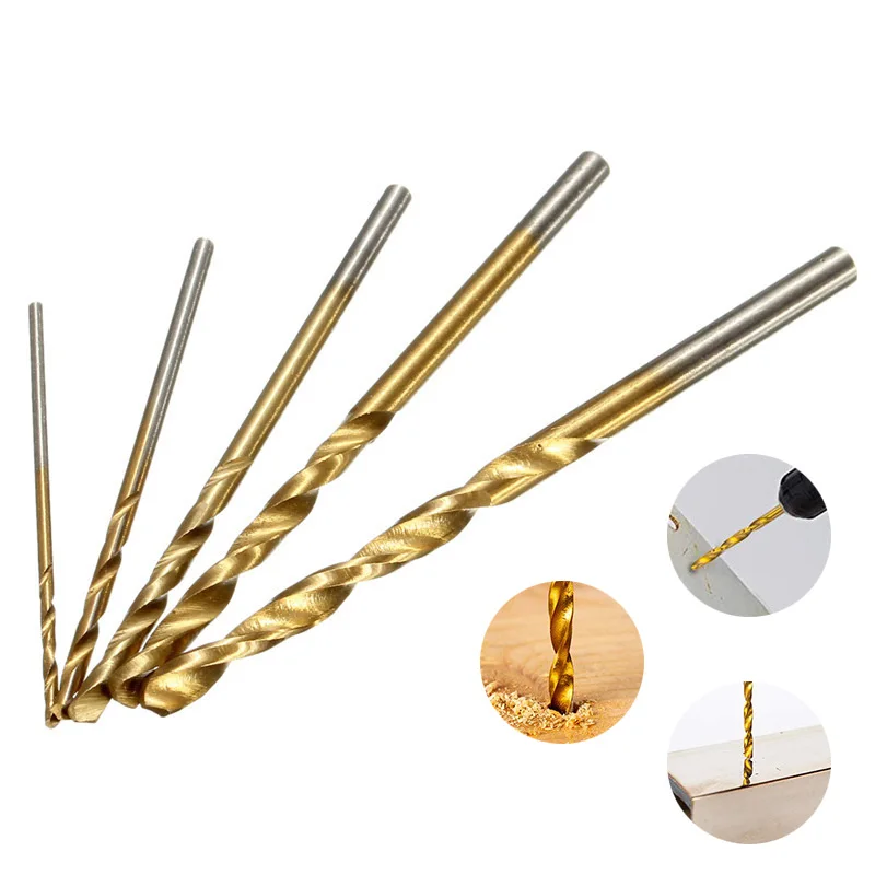 50Pc Titanium Coated Drill Bits HSS High Speed Steel Drill Bits Set Tool Multi Function Metal Drills Power Tools 1/1.5/2/2.5/3mm