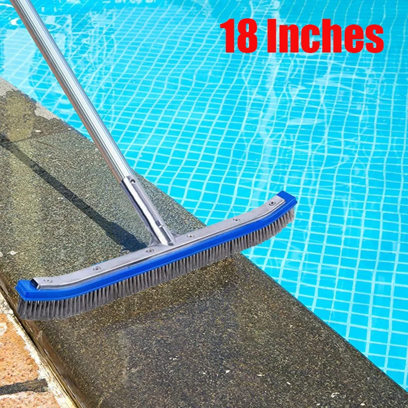 

18 Inches Swimming Pool Cleaning Brush Spa Wall Floor Brush Nylon Bristles Cleaner Broom Swimming Pool Accessorie Garden Supplie