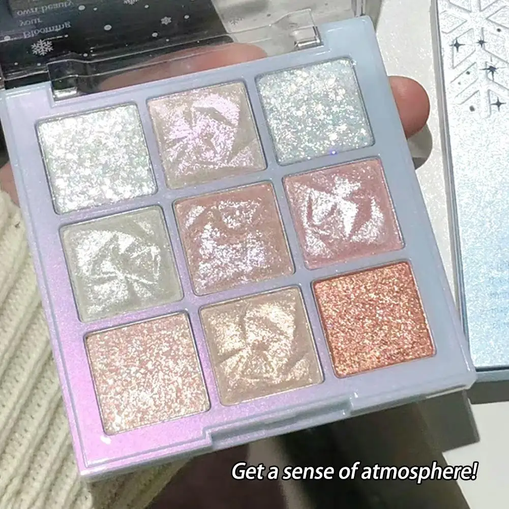 9-kleuren glitter sneeuwvlok oogschaduwpalet Dream Girl parelachtige oogschaduw mat mat hoogtepunten koele toon charmante ogen make-up