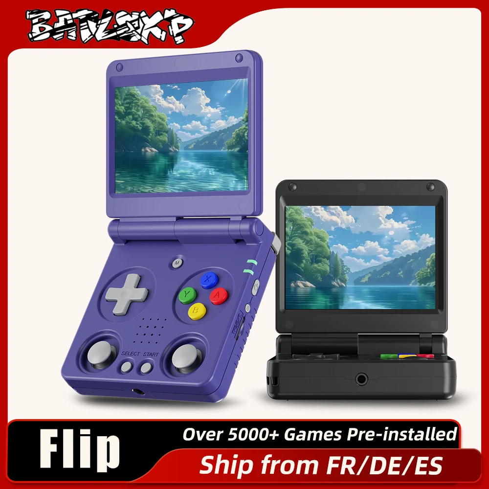 Console de jeu portable rétro BATLEXP Flip, console de jeu rétro avec 64 Go préchargés, plus de 5000 jeux, batterie 3300 mAh, arcade de poche portable, prend en charge plus de 30 simulateurs, Wi-Fi 5G, Bluetooth, sortie TV HD