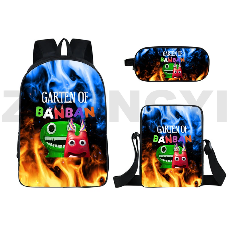 

2023 New Mochila 3Pcs/set Garten of BanBan 2 Backpack Men Canvas Zipper Rucksack Notebook Shoulder Bag Schoolbag Women Travelbag