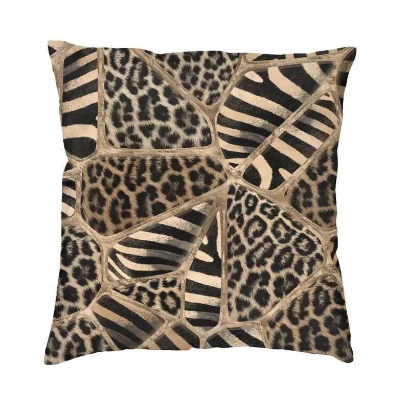 Animal Print Cushion Covers Sofa Home Decorative Leopard and Zebra Square Throw Pillow Case 45x45cm
